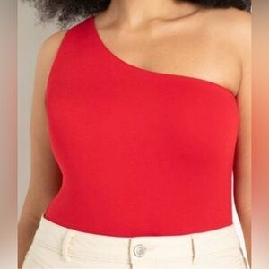 Eloquii Red One Shoulder Soft Jersey Snap Body Suit Size 14/16